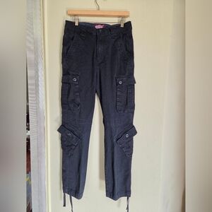 Matchstick Black Cotton Cargo Pants Slim Straight